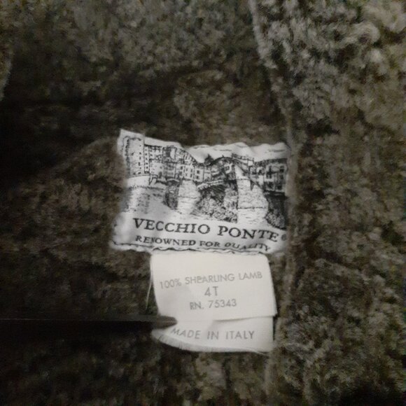 VTG Vecchio Ponte 100% Shearling Lamb Leather Coat Black Made in Italy 4T RARE - Picture 4 of 9